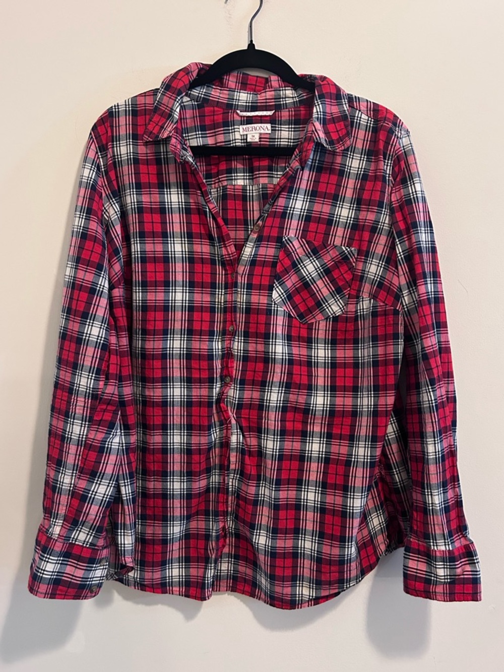 Merona Red Navy Plaid Shirt